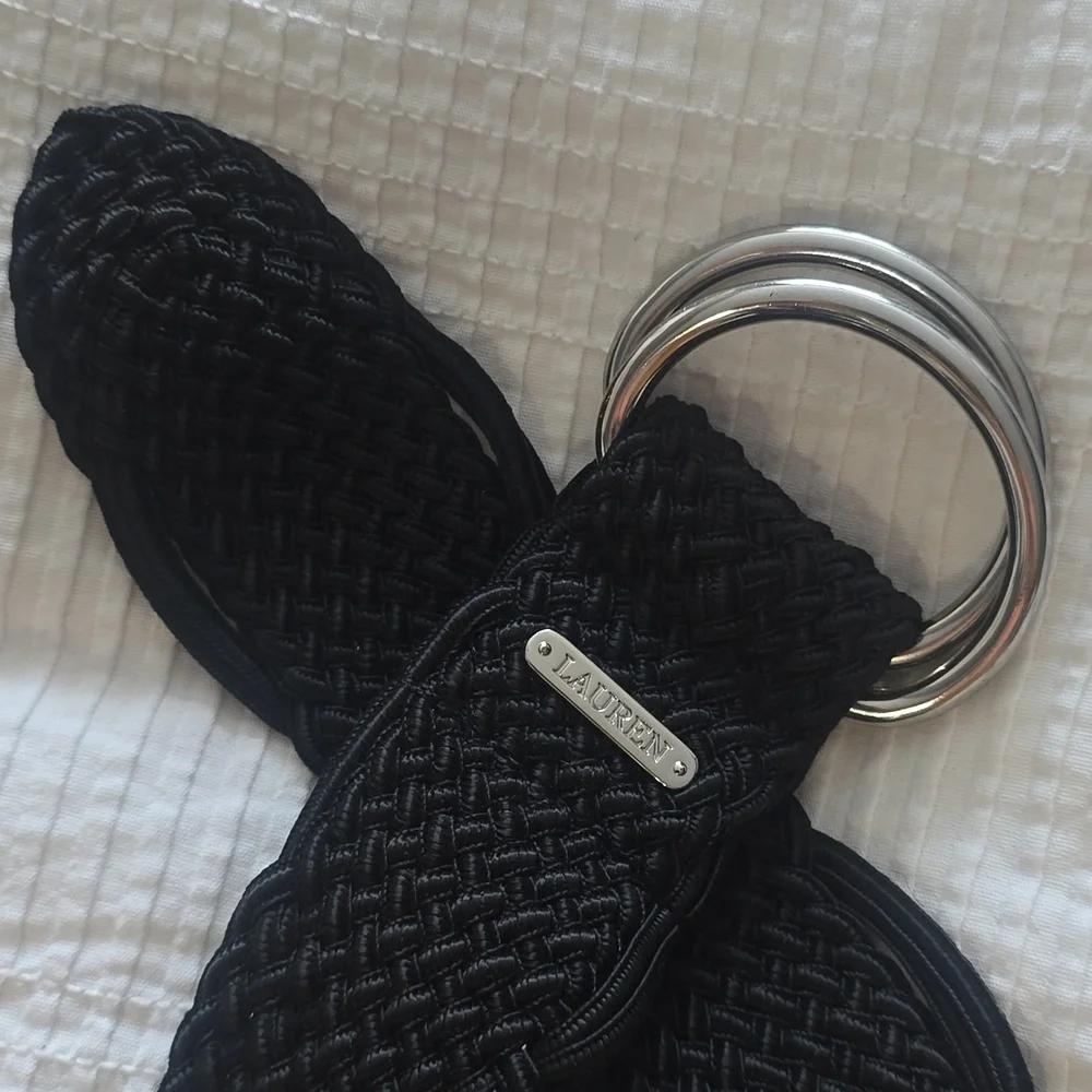 NWT Ralph Lauren Black Fabric Belt Sz Medium